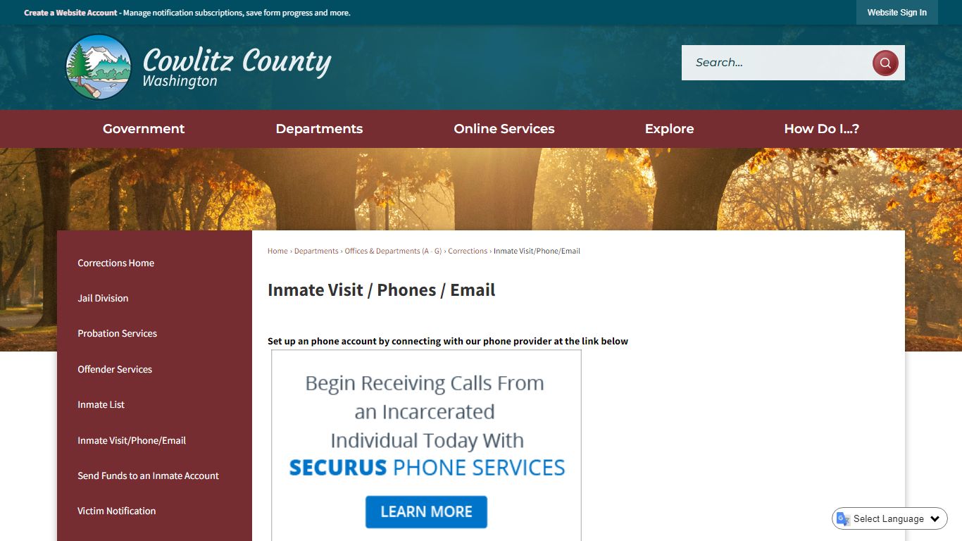 Inmate Visit / Phones / Email | Cowlitz County, WA - Official Website