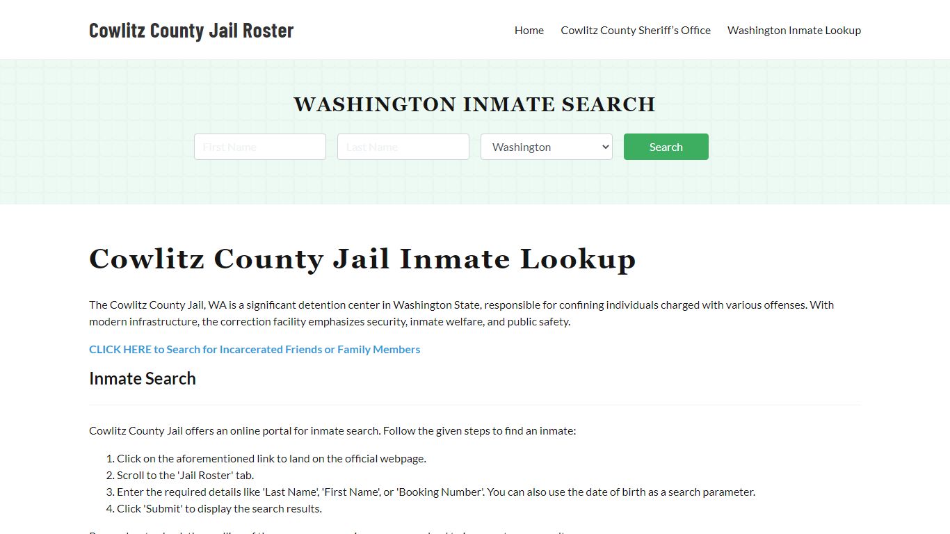 Cowlitz County Jail Roster Lookup, WA, Inmate Search