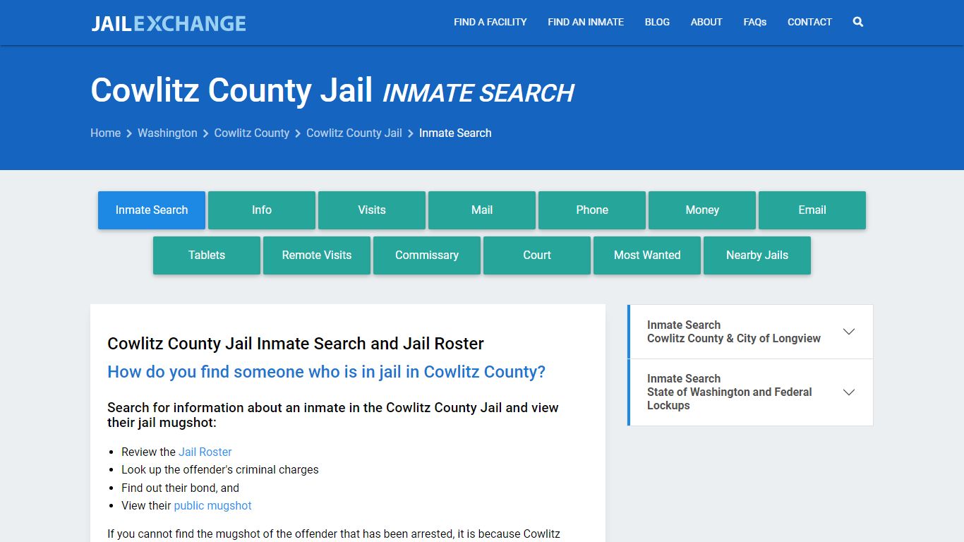 Inmate Search: Roster & Mugshots - Cowlitz County Jail, WA